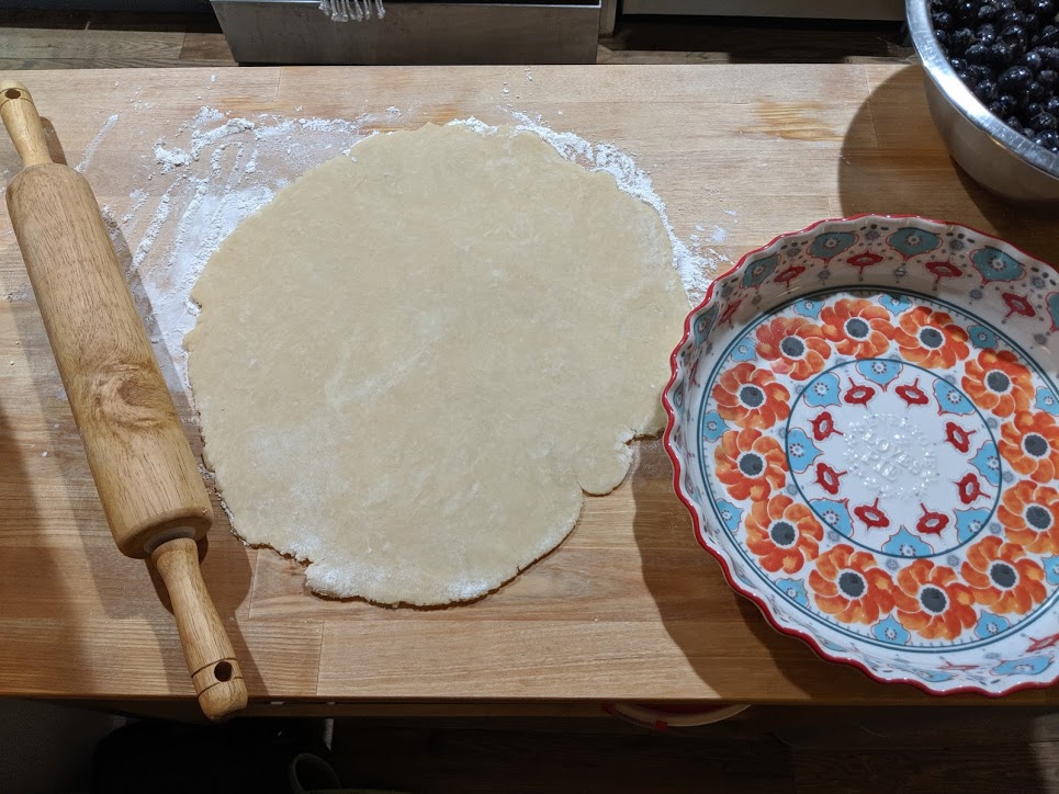 rolling out pie crust